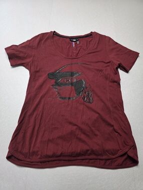 Official BMW M Series Women's Graphic T-Shirt Maroon Top,  Size M